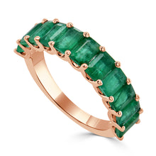 Load image into Gallery viewer, 14K Gold &amp; Emerald-Cut Emerald Band