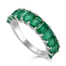 Load image into Gallery viewer, 14K Gold &amp; Emerald-Cut Emerald Band