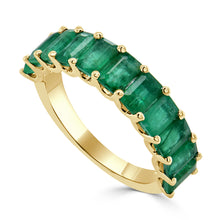 Load image into Gallery viewer, 14K Gold &amp; Emerald-Cut Emerald Band