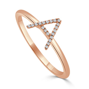 14K Gold & Diamond Initial Ring