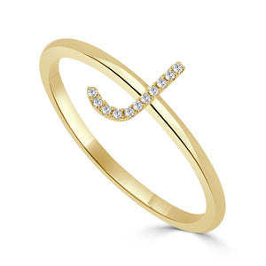 14K Gold & Diamond Initial Ring