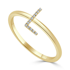 14K Gold & Diamond Initial Ring