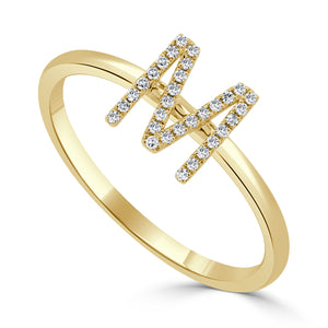 14K Gold & Diamond Initial Ring