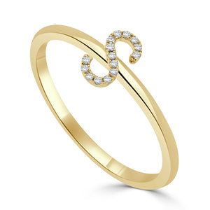 14K Gold & Diamond Initial Ring