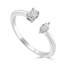 Load image into Gallery viewer, 14k Gold Diamond Emerald-Cut &amp; Marquise Open Ring
