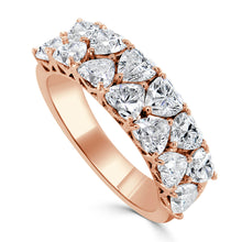 Load image into Gallery viewer, 14K Gold &amp; Double Row Heart Diamond  Ring