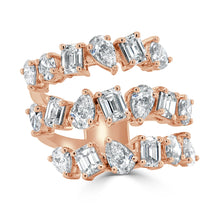 Load image into Gallery viewer, 14K Gold &amp; Fancy-Shape 3-Row Diamond Ring