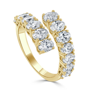 14K Gold & Oval Diamond Bypass Ring