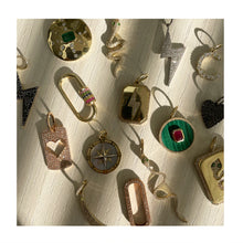 Load image into Gallery viewer, 14k Gold Malachite, Ruby &amp; Diamond Disc Charm