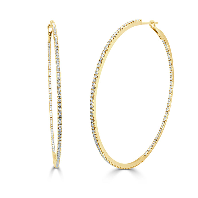 14k Gold & Diamond Hoop Earrings