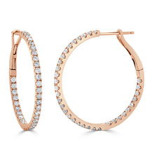 Load image into Gallery viewer, 14k Gold &amp; Diamond Hoop Earrings