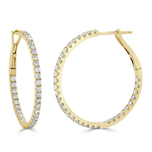 14k Gold & Diamond Hoop Earrings