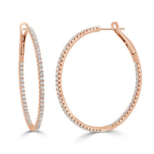 Load image into Gallery viewer, 14k Gold &amp; Diamond Hoop Earrings