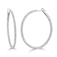 Load image into Gallery viewer, 14k Gold &amp; Diamond Hoop Earrings