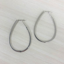 Load image into Gallery viewer, 14k Gold &amp; Diamond Skinny Hoop Earrings 1-3/4&quot;