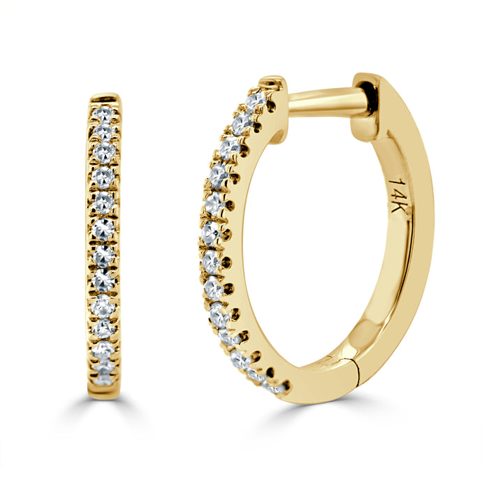 14k Gold & Diamond Huggie Earrings