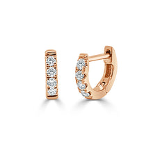 Load image into Gallery viewer, 14k Gold &amp; Diamond Tiny Huggie Earrings