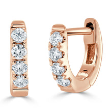 Load image into Gallery viewer, 14k Gold &amp; Diamond Tiny Huggie Earrings