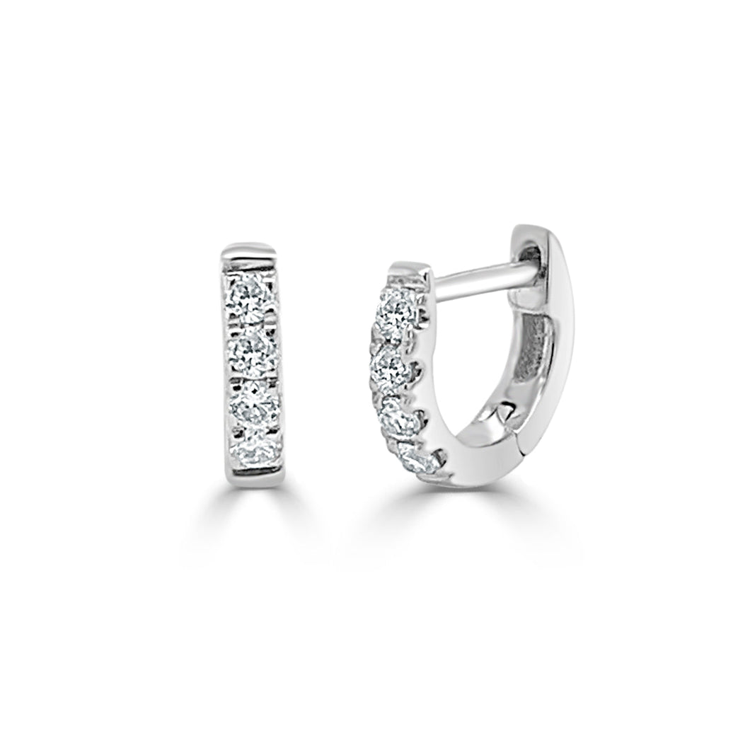 14k Gold & Diamond Tiny Huggie Earrings