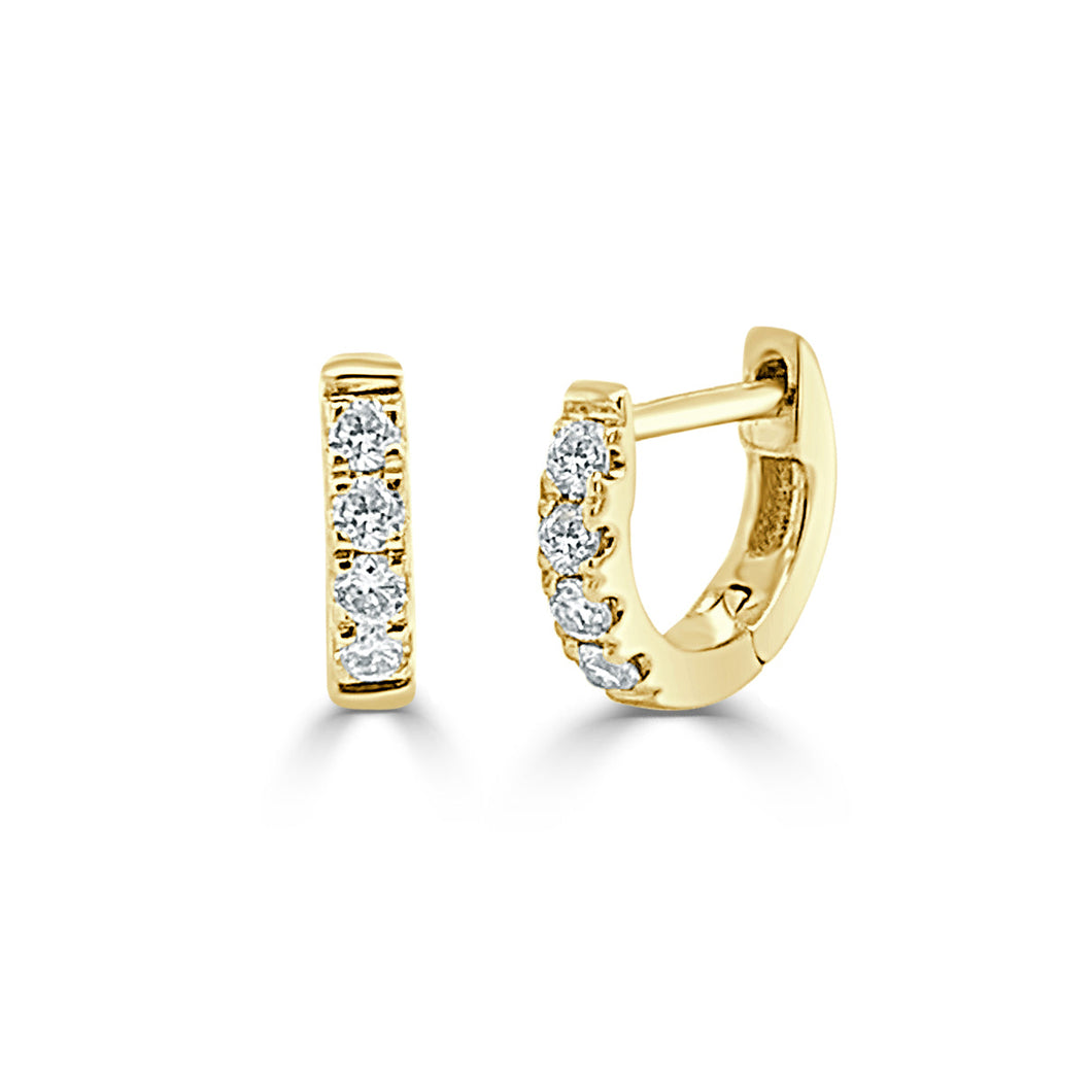 14k Gold & Diamond Tiny Huggie Earrings