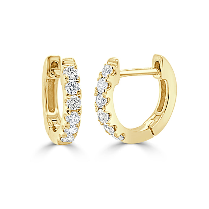 14k Gold & Diamond Huggie Earrings