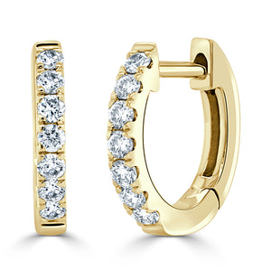14k Gold & Diamond Huggie Earrings