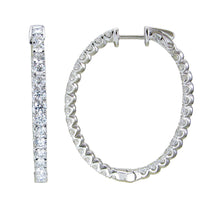 Load image into Gallery viewer, 18k Gold &amp; Diamond Oval Hoop Earrings 1.25&quot;