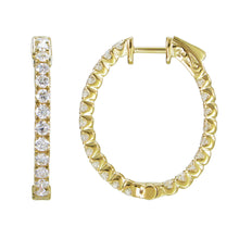 Load image into Gallery viewer, 18k Gold &amp; Diamond Oval Hoop Earrings  - 1&#39;&#39;