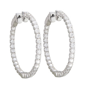 18k Gold & Diamond Round Hoop Earrings