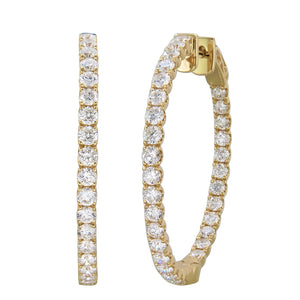 18k Gold & Diamond Round Hoop Earrings