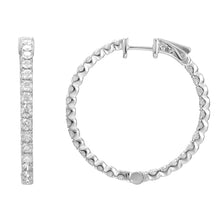 Load image into Gallery viewer, 18k Gold &amp; Diamond Round Hoop Earrings - 1.25&quot;