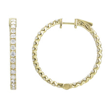 Load image into Gallery viewer, 18k Gold &amp; Diamond Round Hoop Earrings - 1.25&quot;