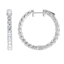 Load image into Gallery viewer, 18k Gold &amp; Diamond Round Hoop Earrings