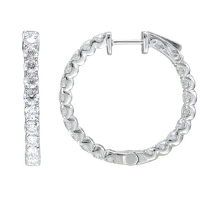 18k Gold & Diamond Round Hoop Earrings