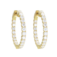 Load image into Gallery viewer, 18k Gold &amp; Diamond Round Hoop Earrings