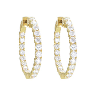 18k Gold & Diamond Round Hoop Earrings