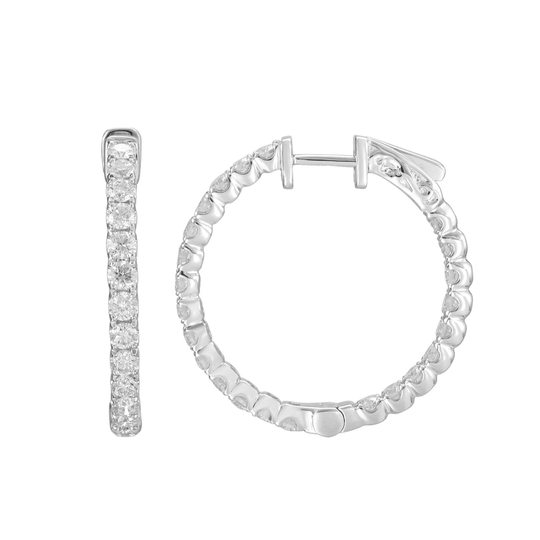 18k Gold & Diamond Round Hoop Earrings