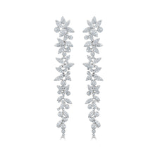 Load image into Gallery viewer, 18k Gold &amp; Diamond Flower Cluster Dangle Earrings
