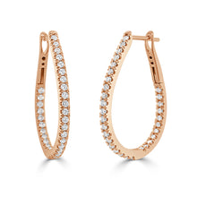 Load image into Gallery viewer, 14k Gold &amp; Diamond Pear-Shaped Hoop Earrings