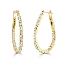 Load image into Gallery viewer, 14k Gold &amp; Diamond Pear-Shaped Hoop Earrings