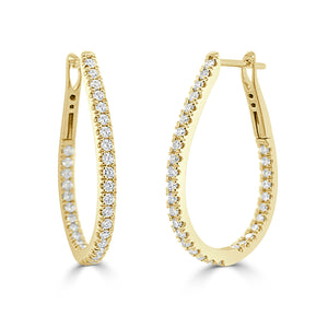 14k Gold & Diamond Pear-Shaped Hoop Earrings
