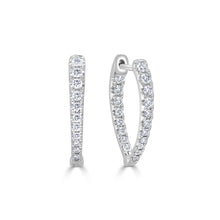 Load image into Gallery viewer, 14k Gold &amp; Diamond Point Hoop Earrings 3/4&quot;