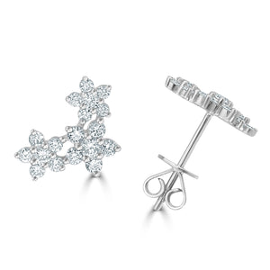 14k Gold & Diamond Flower Earrings