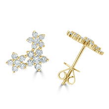 Load image into Gallery viewer, 14k Gold &amp; Diamond Flower Earrings