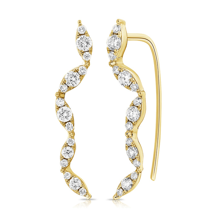 14k Gold & Diamond Ear Climber Earrings