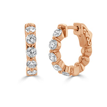 Load image into Gallery viewer, 14k Gold &amp; Diamond Huggie Hoop Earrings