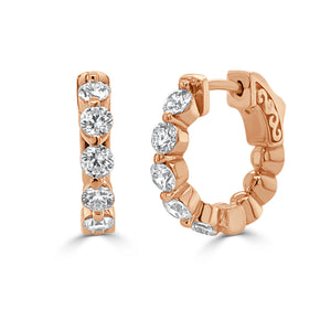 14k Gold & Diamond Huggie Hoop Earrings