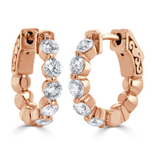 Load image into Gallery viewer, 14k Gold &amp; Diamond Huggie Hoop Earrings