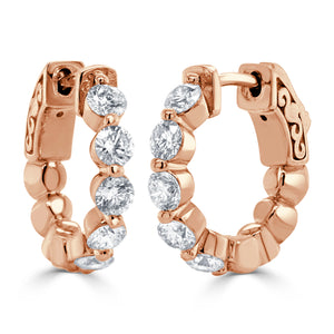 14k Gold & Diamond Huggie Hoop Earrings
