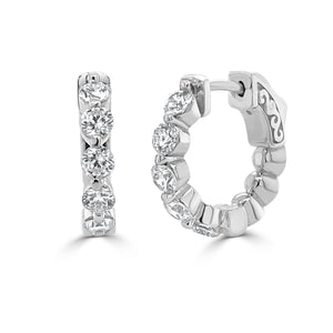 14k Gold & Diamond Huggie Hoop Earrings